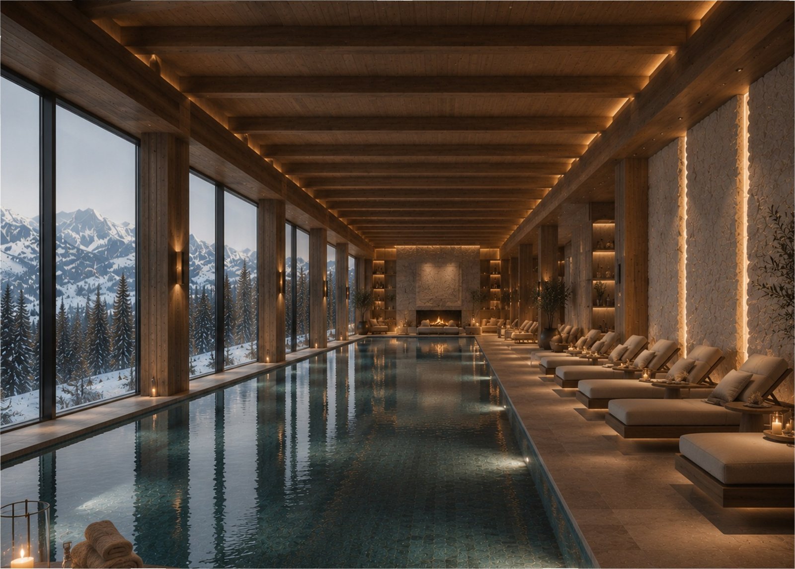 Бассейн SPA с панорамой Кавказских гор